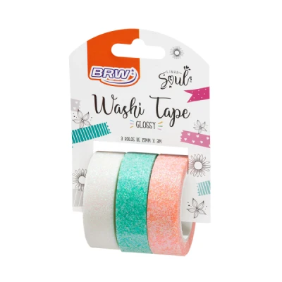 FITA ADESIVA WASHI TAPE GLOSSY 15MMX3M C/3 WT0100 BRW