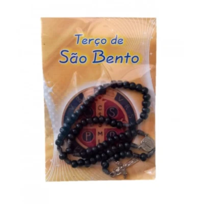 TERCO DE MADEIRA C/ FOLHETO SAO BENTO E CRUZ DE METAL T-073 BELLA ARTES