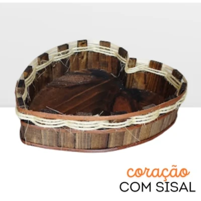 CESTA VIME CORAÇÃO DE MADEIRA M - REI DAS CESTAS