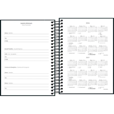 Agenda Espiral Diária Pepper Preta 2026 M4 Tilibra - 117MM X 164MM