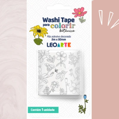 FITA WASHI TAPE COLORIR BOTANICO 50X5M LEOARTE