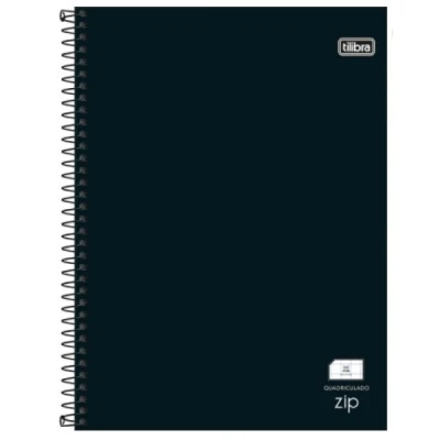 CADERNO QUADRICULADO 5X5MM CD 48F UNIV ZIP PRETO TILIBRA