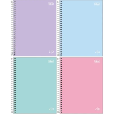 CADERNO 1MT 80F COLEGIAL ZIP COLORS TILIBRA