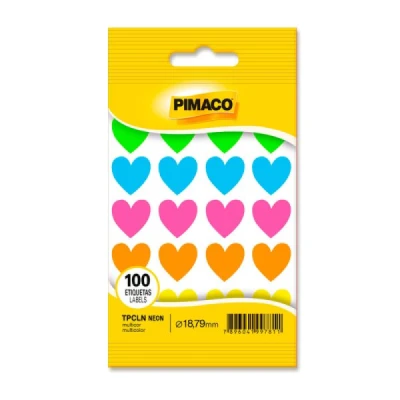 ETIQUETA ADESIVA CORACAO NEON C/100 - PIMACO