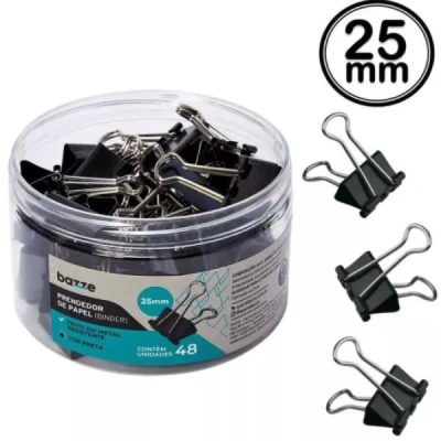 PRENDEDOR DE PAPEL (BINDER) 25MM PRETO BAZZE
