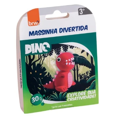 MASSA DE MODELAR DIVERTIDA - DINO - 3 CORES - BLISTER C/ 1 POTE - MM0101 BRW
