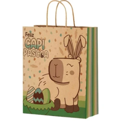 SACOLA DECORADA PASCOA CAPIPASCOA M 29X24X12CM  114057 - FESTCOLOR