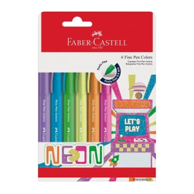 CANETA FINE PEN 0.4 KIT C/6 NEON FPB/ES6NEZF FABER-CASTELL