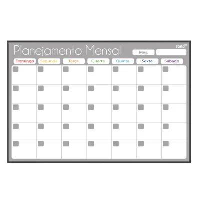 QUADRO BRANCO PLANNER MENSAL GRAY FIT 90X60CM  4909 - STALO