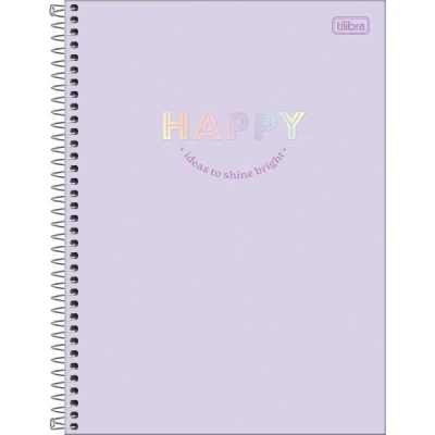 CADERNO ESPIRAL CAPA DURA UNIVERSITÁRIO 1 MATÉRIA HAPPY 80 FOLHAS