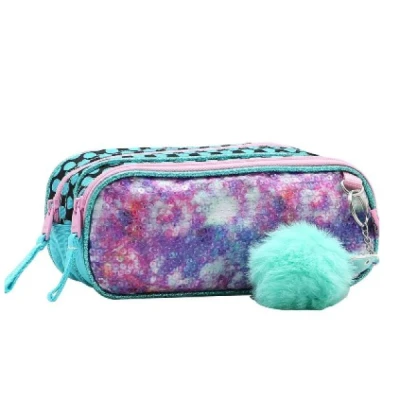 ESTOJO 2ZIP DE POLYESTER CG34350 CAVALO MARINHO AZUL R.VIX CHENSON