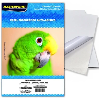 PAPEL FOTO GLOSSY ADESIVO 115G A4 20F -MASTERPRINT