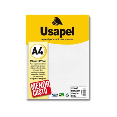 PAPEL VERGE A4 120G 50FL BRANCO USAPEL