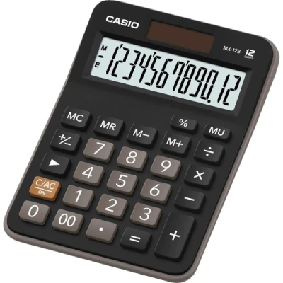 CALCULADORA 12DIG PRETA SOLAR/BATERIA MX-12B-W4-DC - CASIO