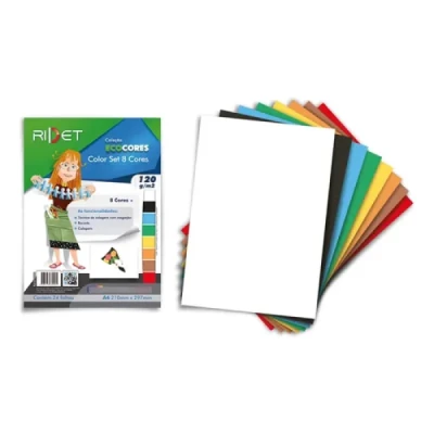 PAPEL CRIATIVO RIDET A4 120G 8 CORES C/24FLS