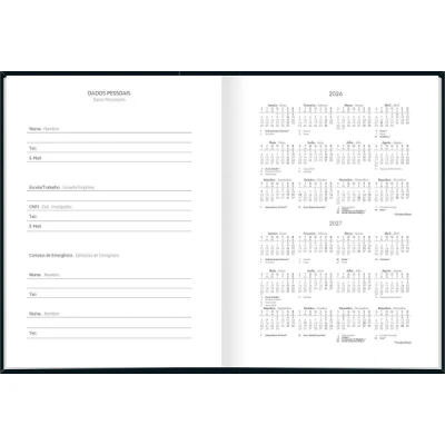 Agenda Costurada Pepper Preta 2026 - 160 fls 123x166 - Tilibra
