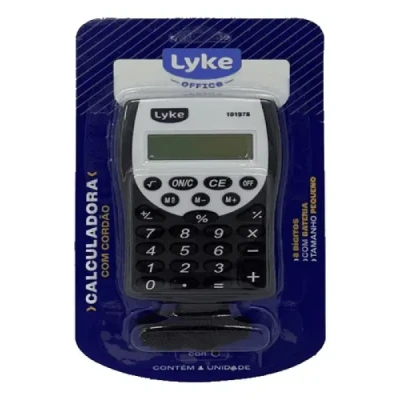 CALCULADORA 8 DIG C/CORDAO PRETA - LYKE