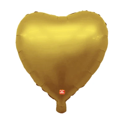 BALAO METALIZADO CORACAO 45CM DOURADO FOSCO SAO ROQUE