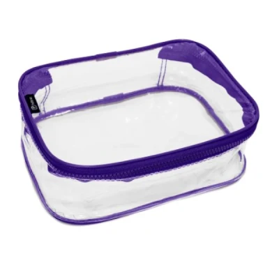 ESTOJO BOX TRANSPARENTE PVC LILAS - POLIBRAS