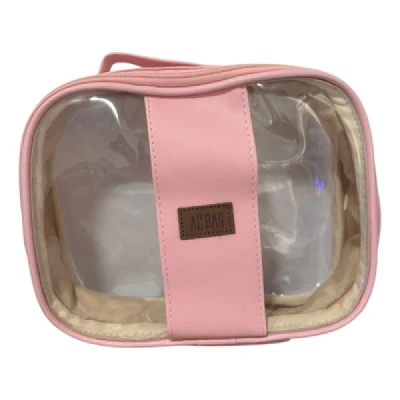 ESTOJO BOX TRANSPARENTE ROSA  ACBAG