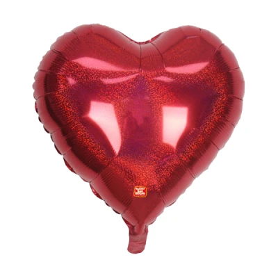 BALAO METALIZADO CORACAO 45CM VERMELO GLITTER SAO ROQUE
