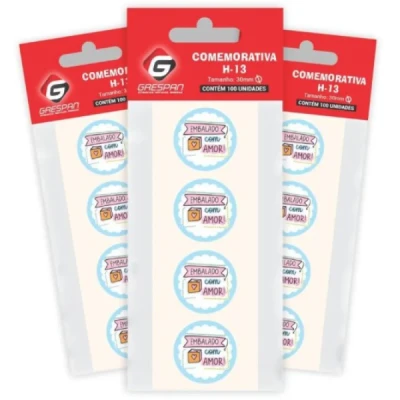 ETIQUETA PARA PRESENTE EMBALADO COM AMOR REDONDO CT.C/100 30996 - GRESPAN