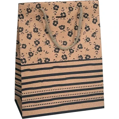 SACOLA PARA PRESENTE DECORADA KRAFT PQ 14,5X19,5X8CM  KIT-77P - CRISTINA
