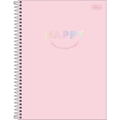 CADERNO ESPIRAL CAPA DURA UNIVERSITÁRIO 1 MATÉRIA HAPPY 80 FOLHAS