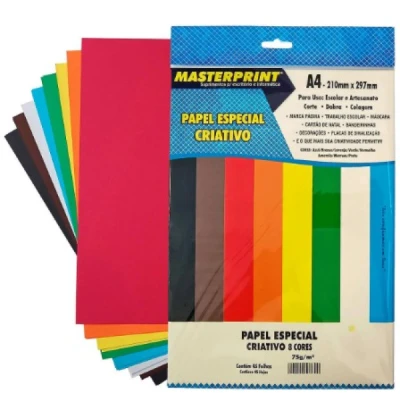 PAPEL CRIATIVO A4 COLORIDO 75G C/45F 8CORES MAXPRINT