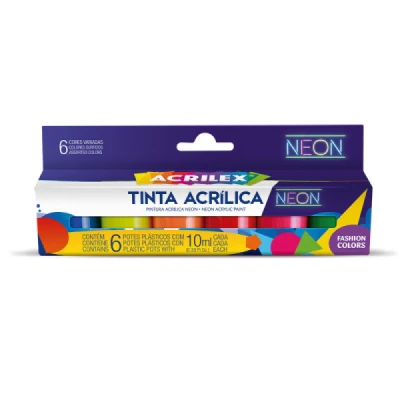 TINTA  ACRILICA NATURE COLORS NEON C/6 10ML REF03906 - ACRILEX