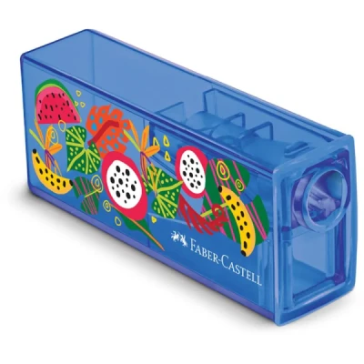 APONTADOR 1 FURO C/DEPOSITO GLIMMER BOTANICA AZUL FABER CASTELL