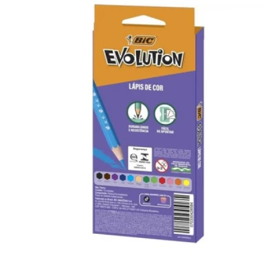 Lapis De Cor Sextavado Bic Evolution 12 Cores