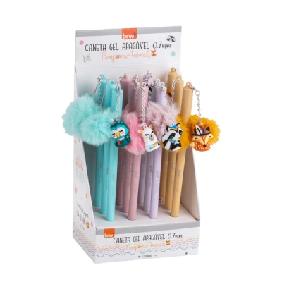 CANETA ESFEROGRÁFICA DIVERT GEL APAGAVEL 0.7MM POMPOM ANIMALS CA0237 BRW