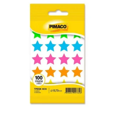 ETIQUETA ADESIVA FORMATO ESTRELA NEON C/100 - PIMACO