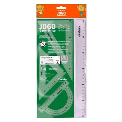 KIT ESECOLAR JOGO ESQUADRO 4PCS 1.GRAU REF 4463 CRISTAL LEONARA