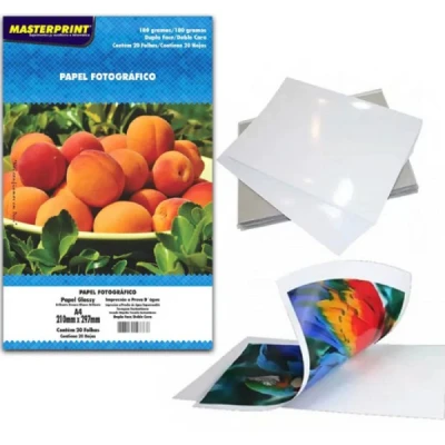 PAPEL FOTO GLOSSY 180G A4 DUPLA FACE 20F-MASTERPRINT