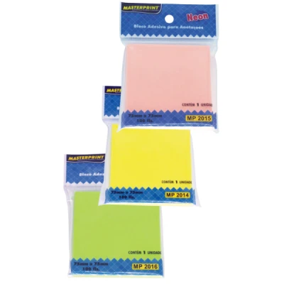 BLOCO ADESIVO ANOTACOES 75X75 C/100F NEON MASTERPRINT