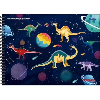 CADERNO DESENHO 80F CD DINO STONE JANDAIA