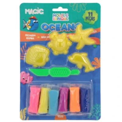 MASSA PARA MODELAR CRIATIVA OCEANO 11PCS MOLDE E BRINQUE UNIDADE 7102 - MAGIC KIDS
