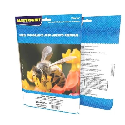 PAPEL FOTO GLOSSY ADESIVO 130G A4 20F -PREMIUM MASTERPRINT