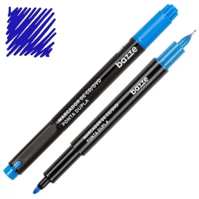 MARCADOR PERMANENTE CD/DVD PONTA DUPLA AZUL BAZZE