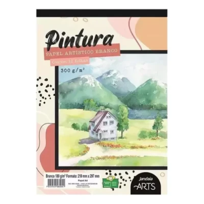 BLOCO PAPEL ARTISTICO AQUARELAVEL A4 300GR 12F JANDAIA