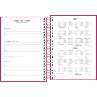 AGENDA ESPIRAL PEPPER ROSA (117X164MM) M4 2027 TILIBRA