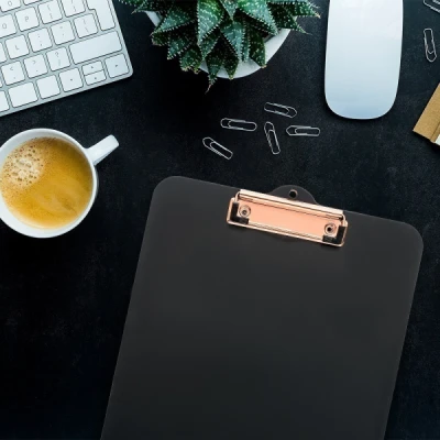 PRANCHETA OFICIO MDF STALO BLACK ROSE GOLD 4357