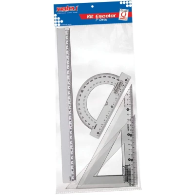 KIT ESCOLAR JOGO ESQUADRO 4PCS 1.GRAU REF10130019 CRISTAL MAXCRIL