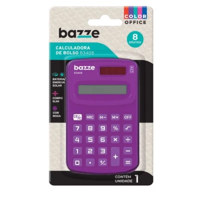 CALCULADORA 8DIG BOLSO MINI B3408 ROXO R.906342 BAZZE