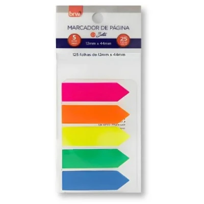 MARCADOR DE PAGINA 25F SETA 12X44MM NEON C/5 CORES FL0001 BRW