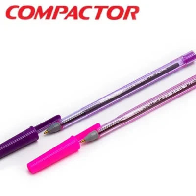 Caneta Esferográfica 0.7 Compactor Pink e Roxo