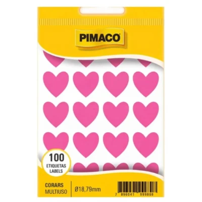 ETIQUETA LISA COM FORMAS CORACAO TP-18  ROSA CT.C/100 971005 - PIMACO
