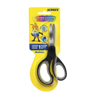 TESOURA ESCOLAR BICOLOR PRETA REF22517 ACRILEX